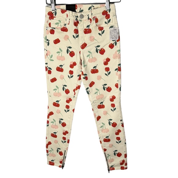 Blank NYC & Free People Natural Cherry Print Skinny Pants NWT - Picture 3 of 6